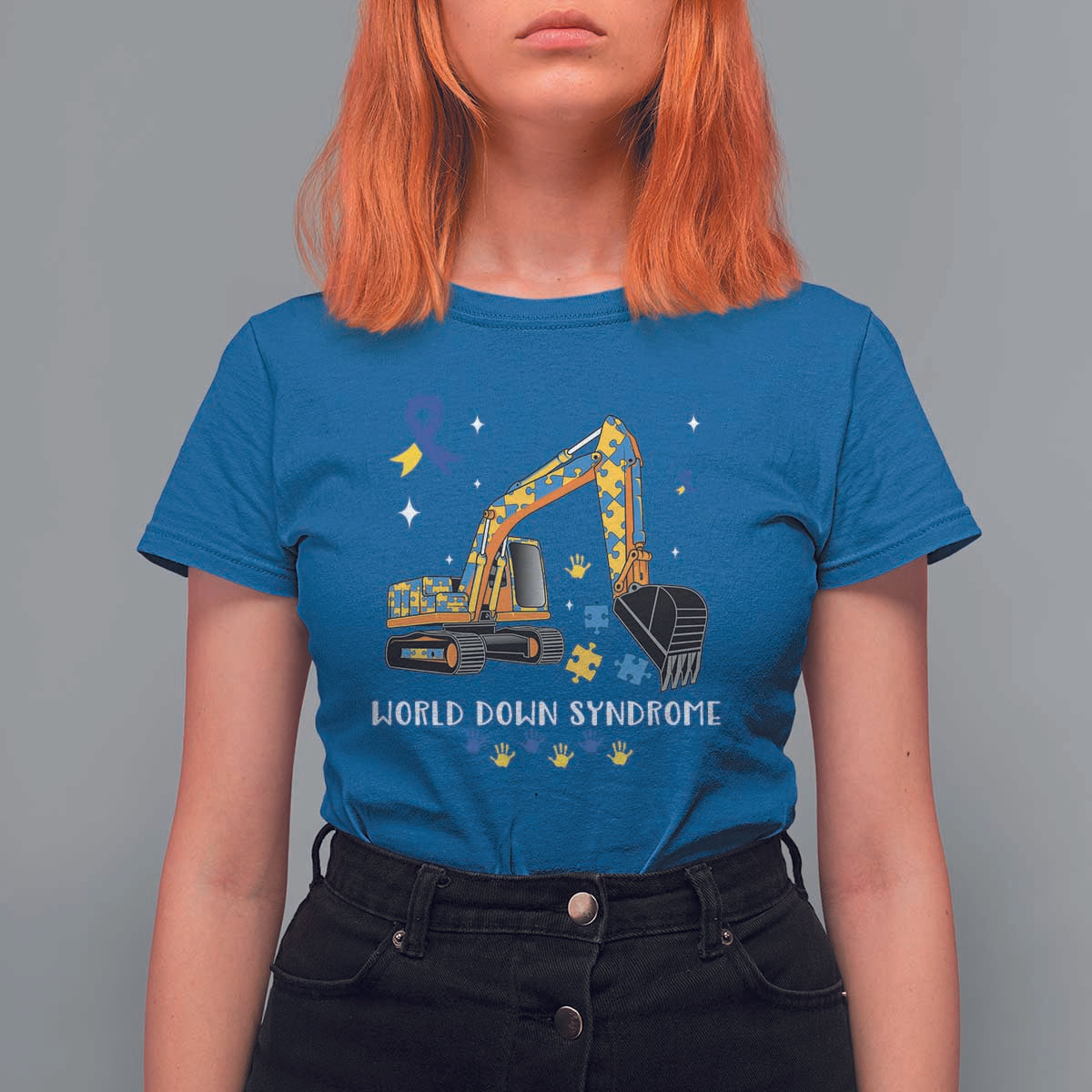 World Down Syndrome Awareness Day Bulldozer T Shirt For Women