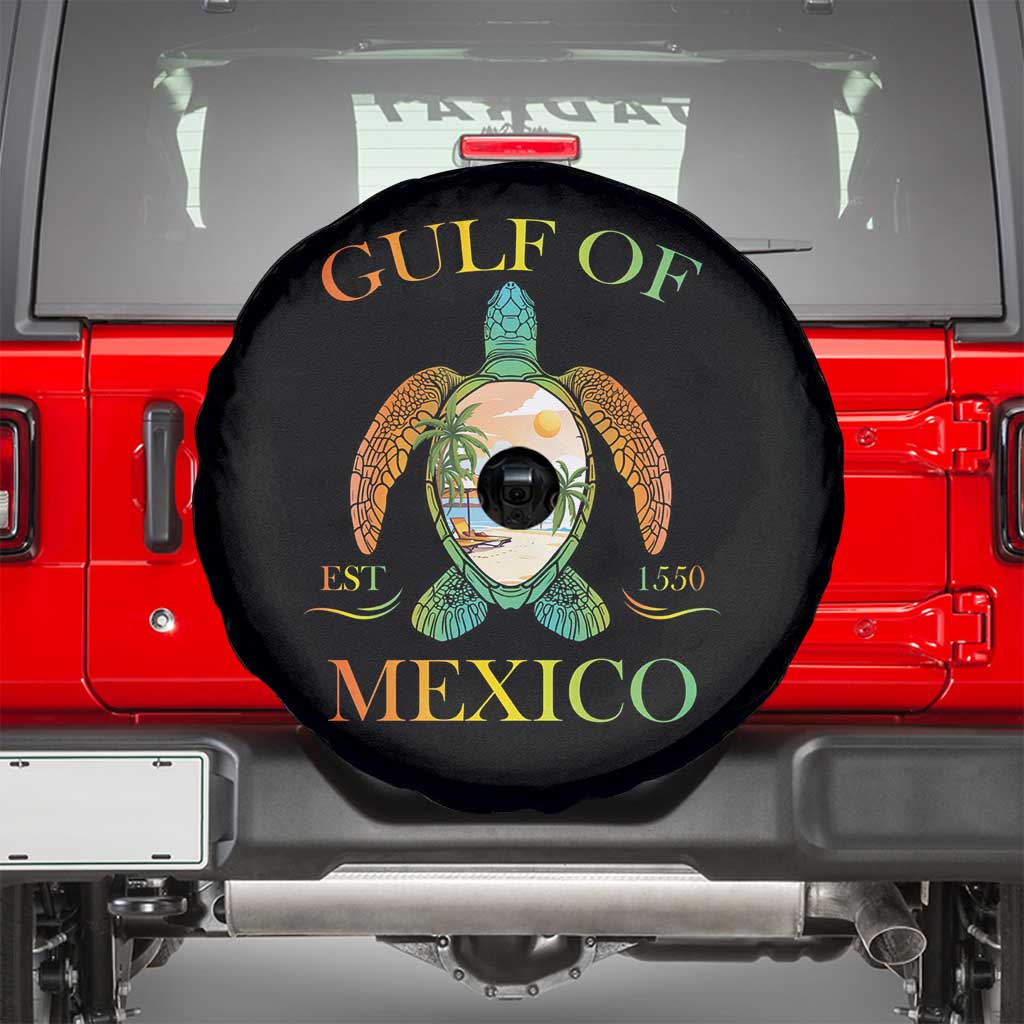 Gulf Of America Est 2025 Spare Tire Cover Funny Turtle Beach Vibe