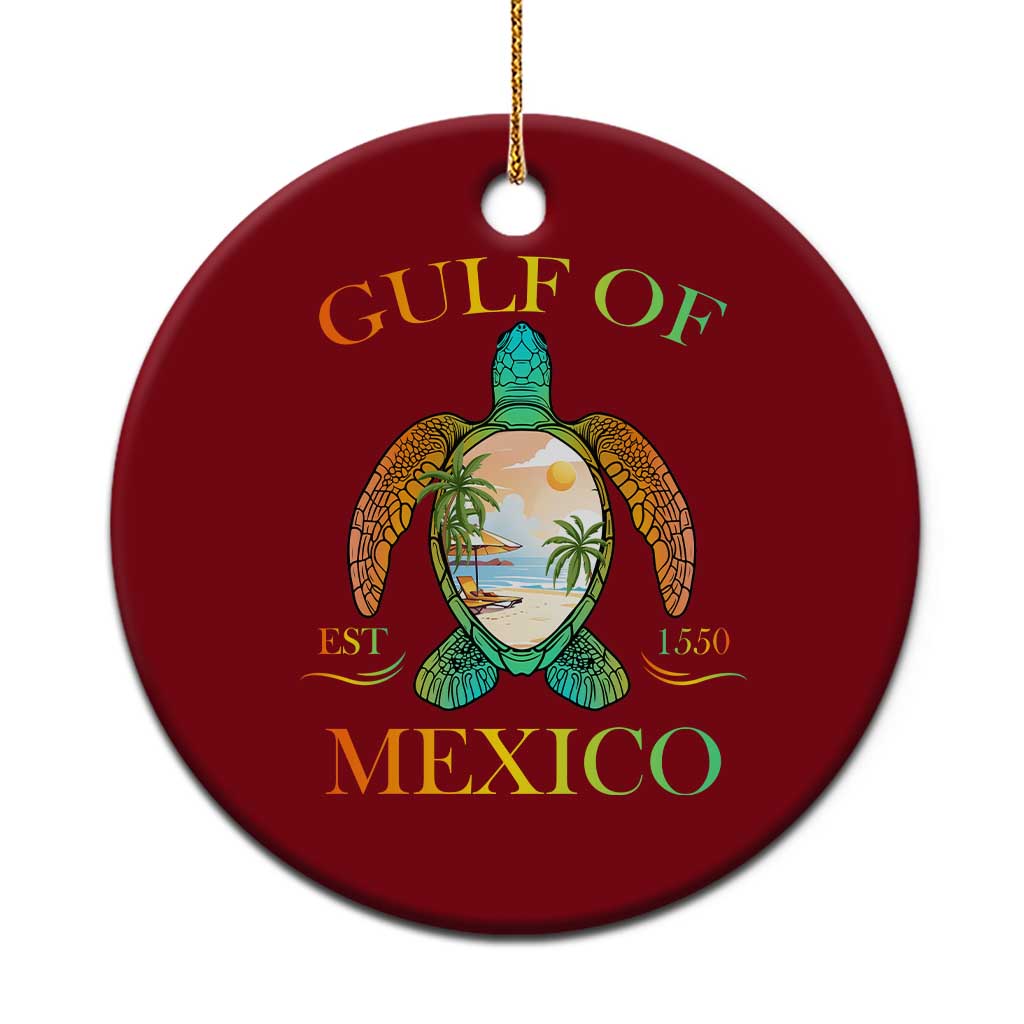 Gulf Of USA Est 2025 Ceramic Ornament Funny Turtle Beach Vibe - Wonder Print Shop