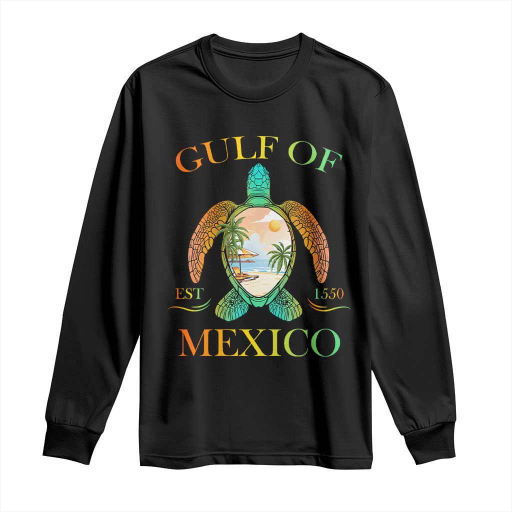 Gulf Of America Est 2025 Long Sleeve Shirt Funny Turtle Beach Vibe