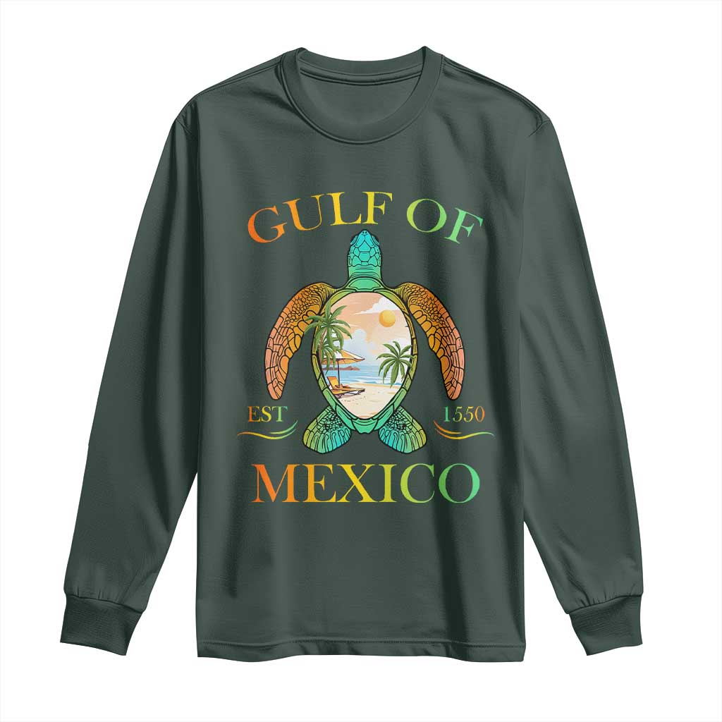 Gulf Of America Est 2025 Long Sleeve Shirt Funny Turtle Beach Vibe