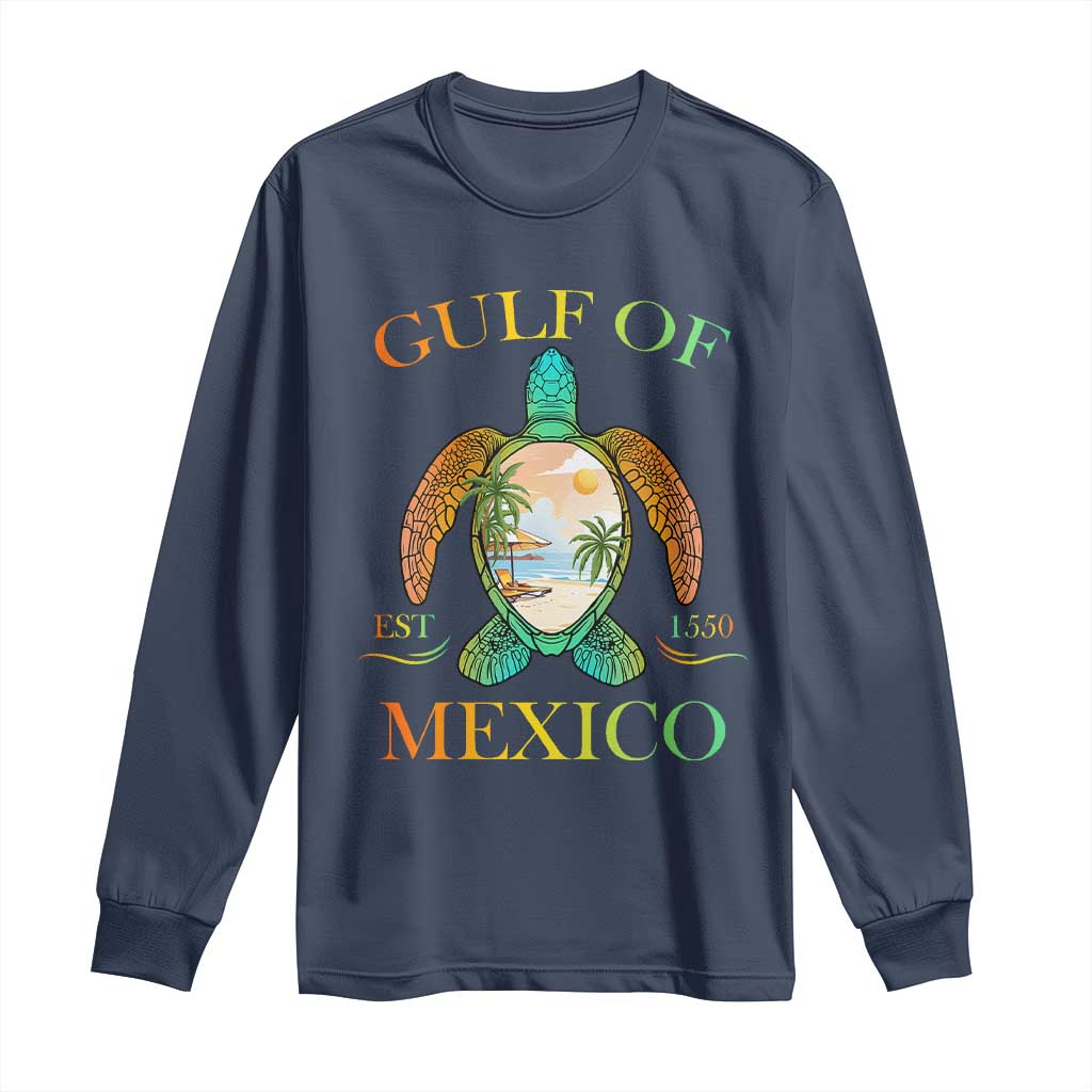 Gulf Of America Est 2025 Long Sleeve Shirt Funny Turtle Beach Vibe