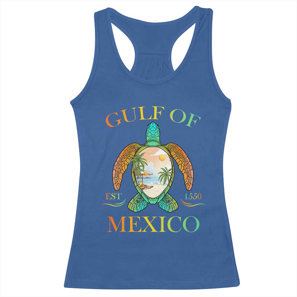 Gulf Of America Est 2025 Racerback Tank Top Funny Turtle Beach Vibe