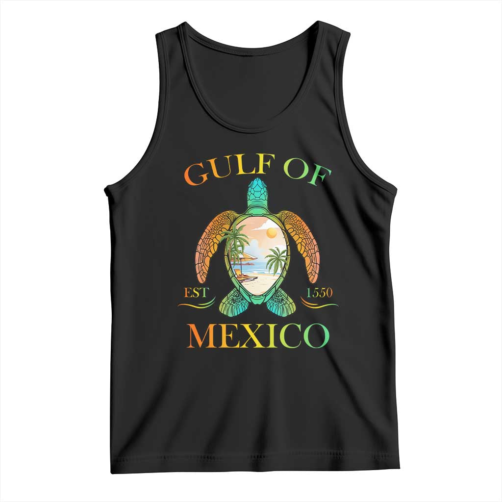 Gulf Of America Est 2025 Tank Top Funny Turtle Beach Vibe