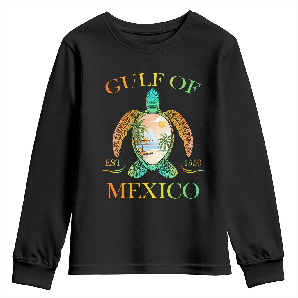 Gulf Of America Est 2025 Youth Sweatshirt Funny Turtle Beach Vibe