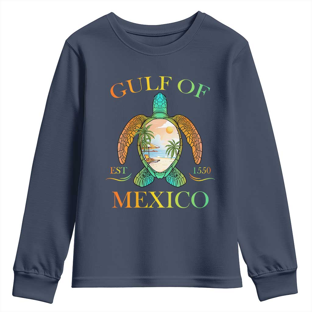 Gulf Of America Est 2025 Youth Sweatshirt Funny Turtle Beach Vibe