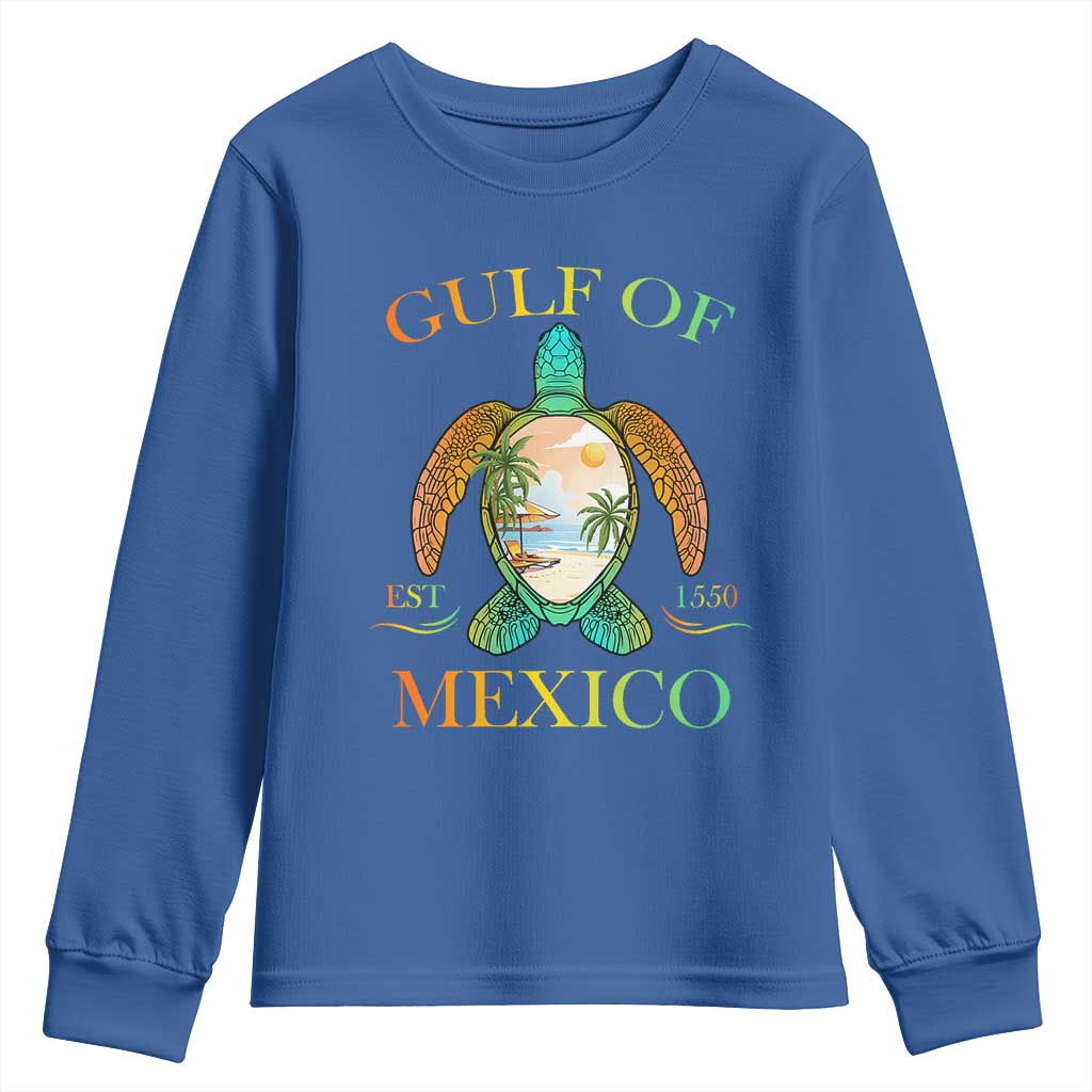 Gulf Of America Est 2025 Youth Sweatshirt Funny Turtle Beach Vibe