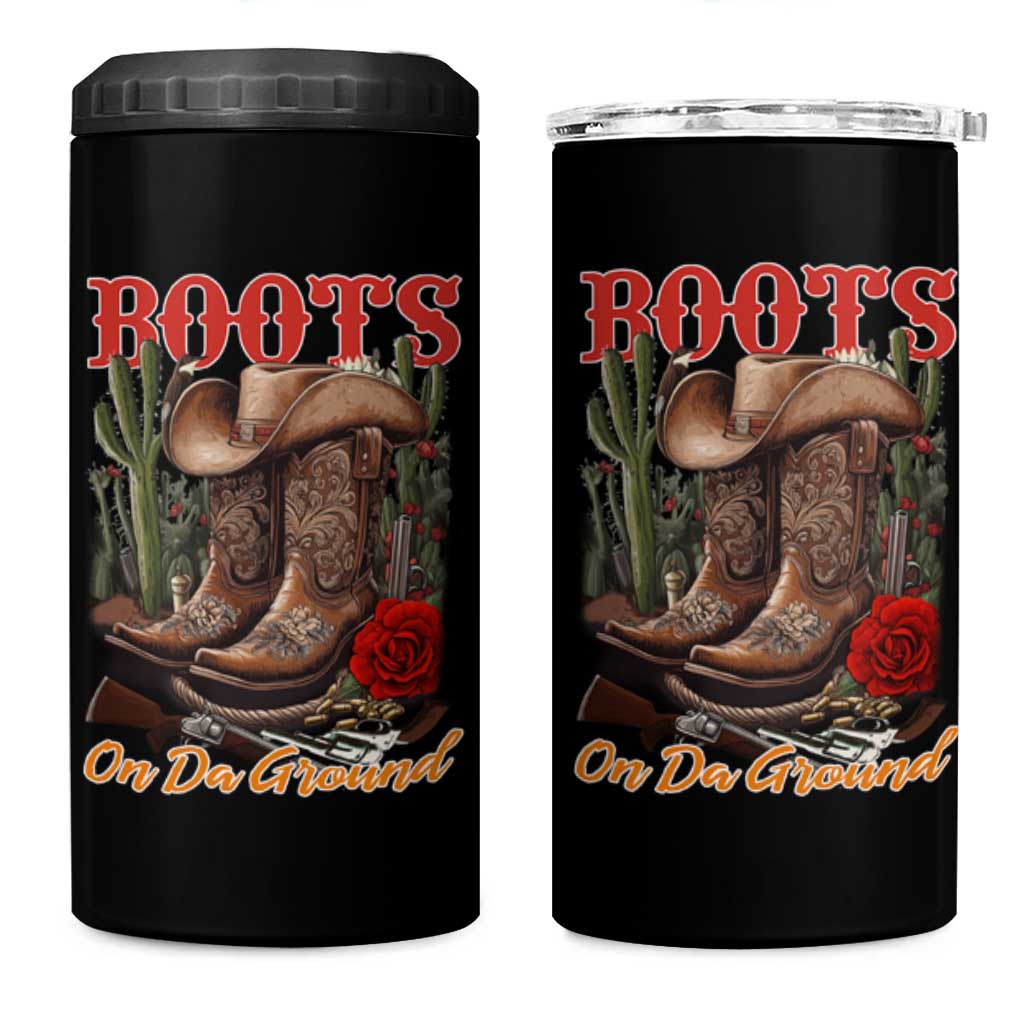 Boots On The Ground 4 in 1 Can Cooler Tumbler Cowgirl Line Dance Western Cowboy