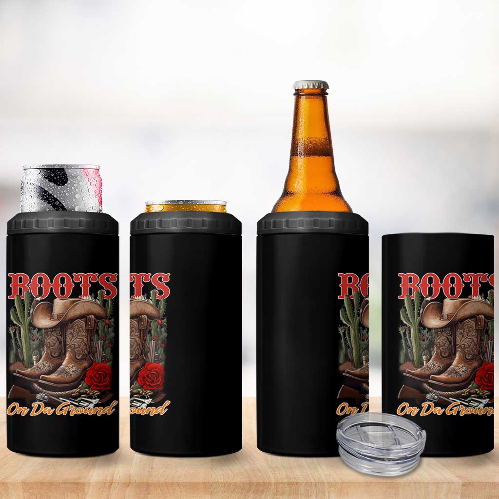 Boots On The Ground 4 in 1 Can Cooler Tumbler Cowgirl Line Dance Western Cowboy