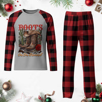 Boots On The Ground Plaid Pajama Set Cowgirl Line Dance Western Cowboy - Wonder Print Shop