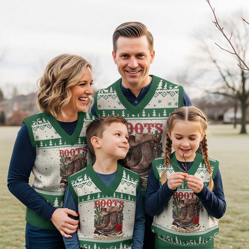 Boots On The Ground V-Neck Knit Sweater Vest Cowgirl Line Dance Western Cowboy - Wonder Print Shop