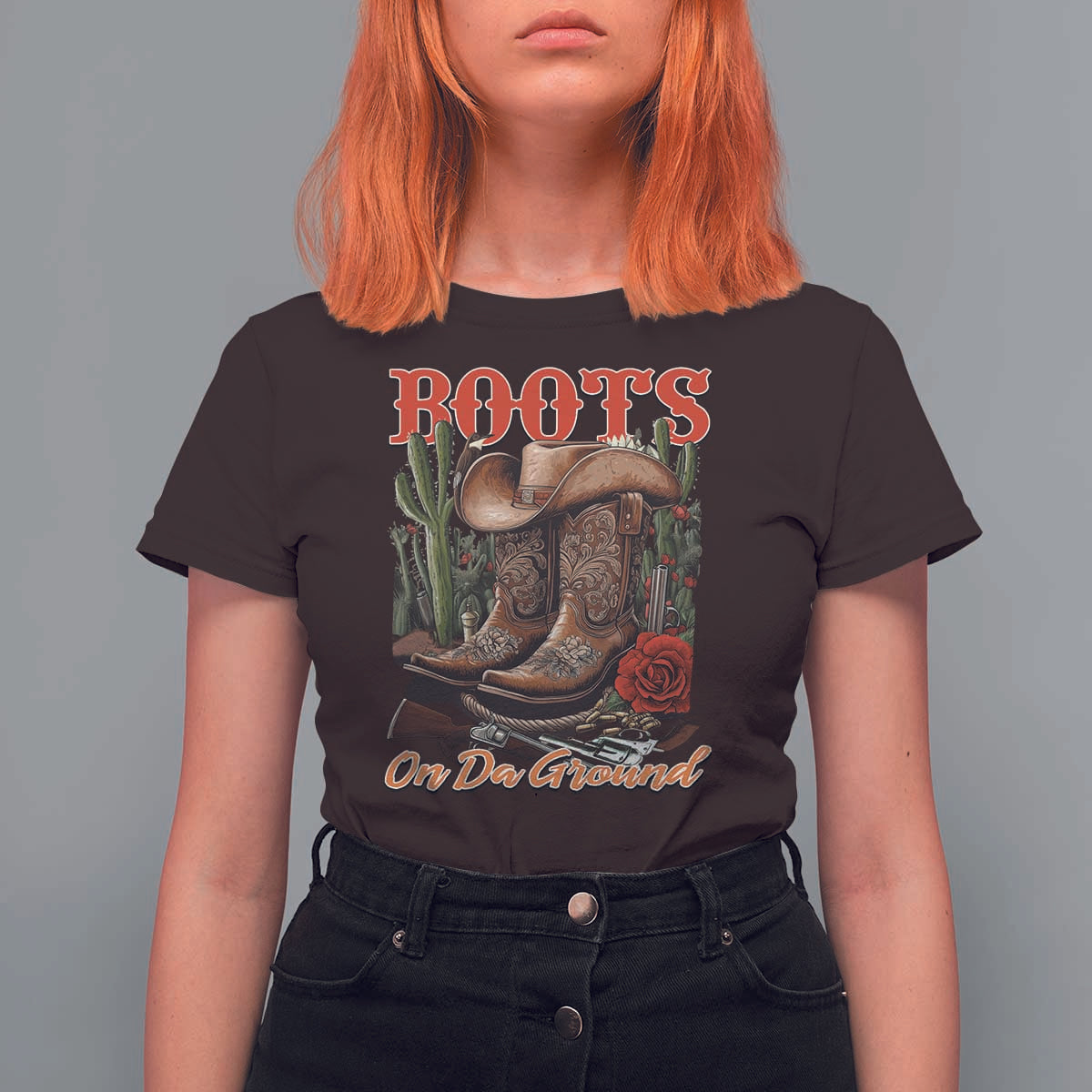 Boots On The Ground T Shirt For Women Cowgirl Line Dance Western Cowboy