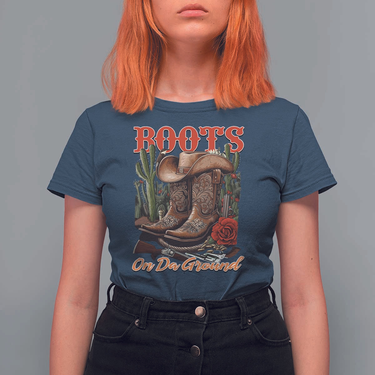 Boots On The Ground T Shirt For Women Cowgirl Line Dance Western Cowboy