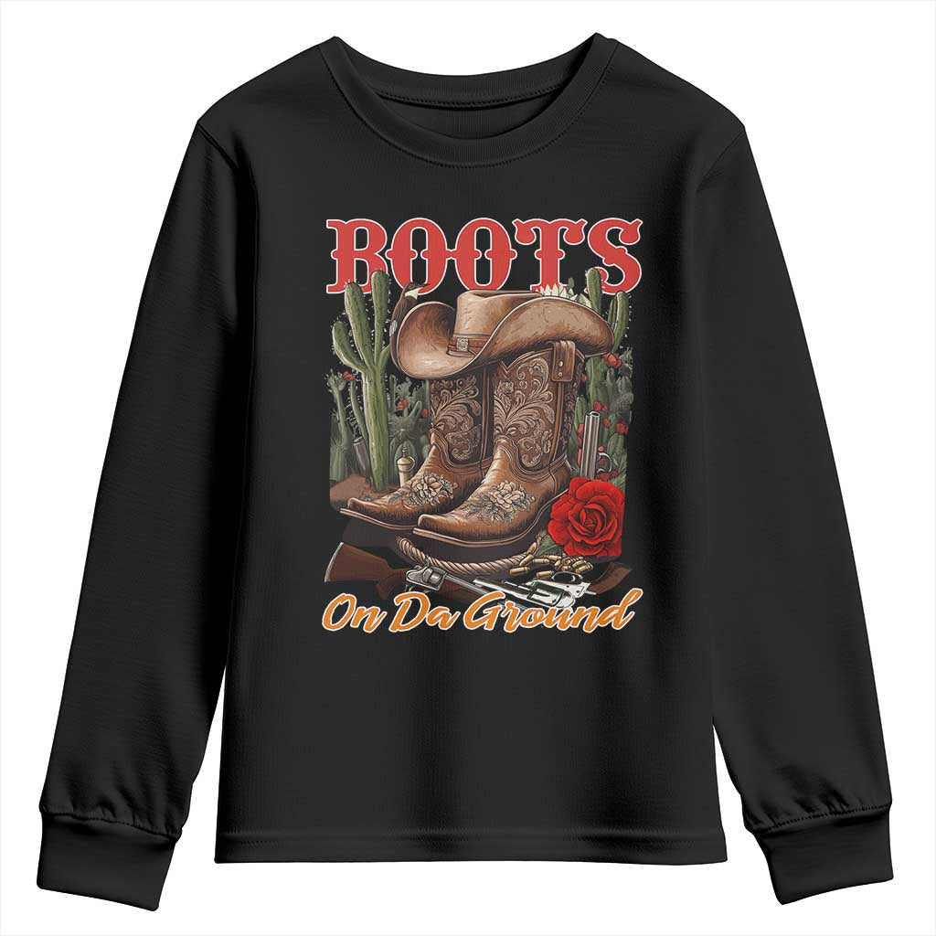 Boots On The Ground Youth Sweatshirt Cowgirl Line Dance Western Cowboy