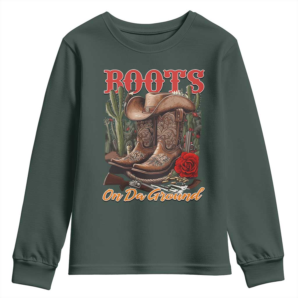 Boots On The Ground Youth Sweatshirt Cowgirl Line Dance Western Cowboy