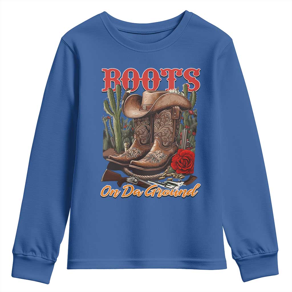 Boots On The Ground Youth Sweatshirt Cowgirl Line Dance Western Cowboy