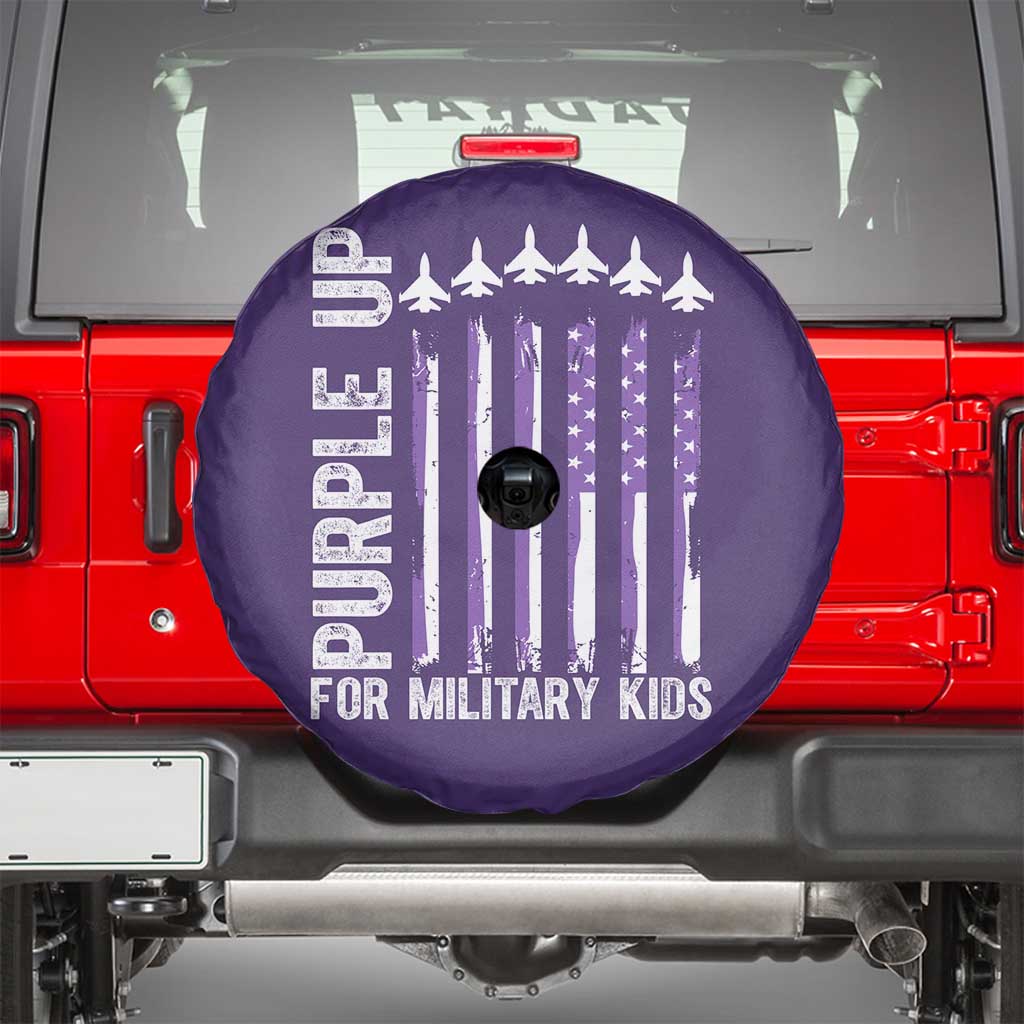Purple Up For Military Kids Spare Tire Cover American Flag Air Force Military Child Month