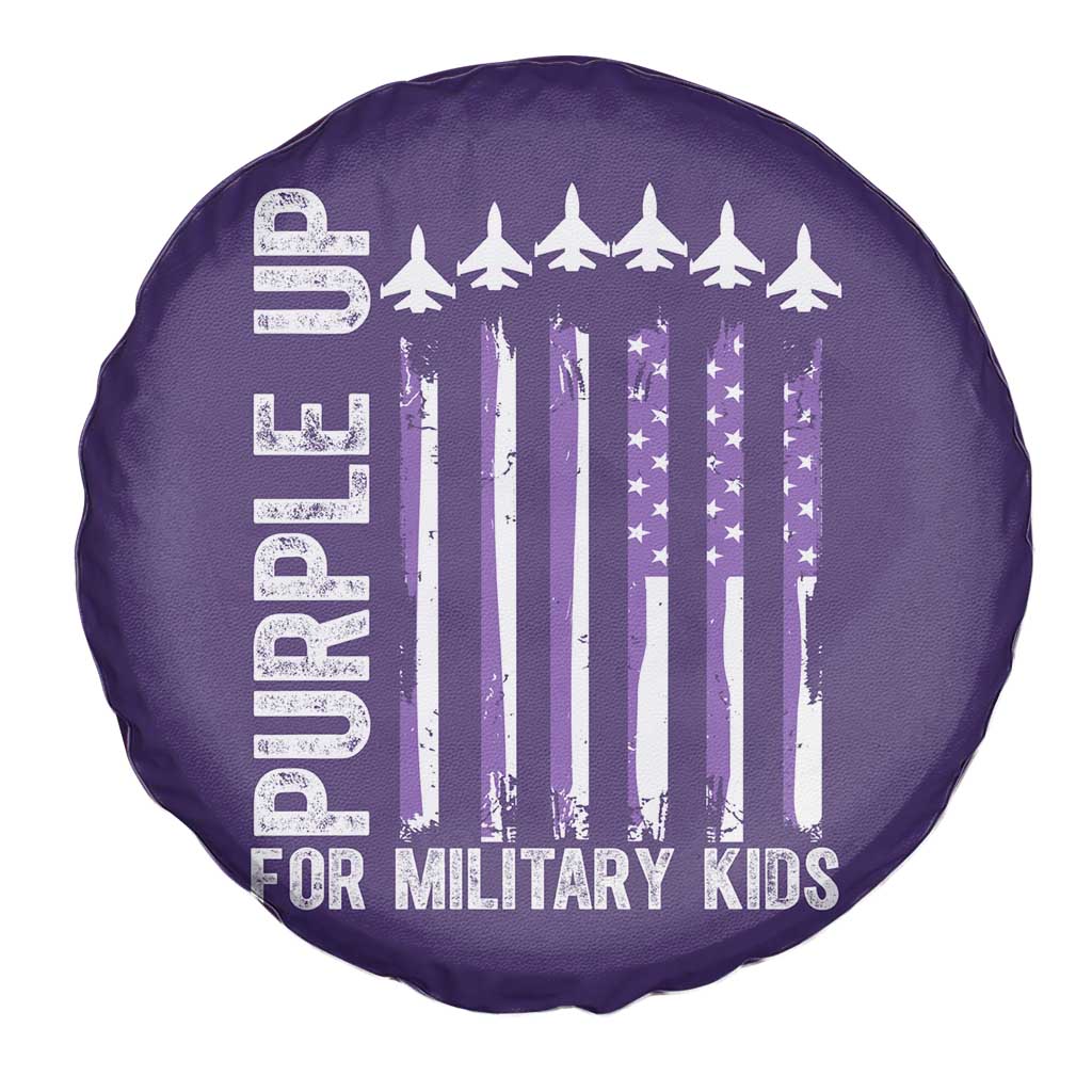 Purple Up For Military Kids Spare Tire Cover American Flag Air Force Military Child Month