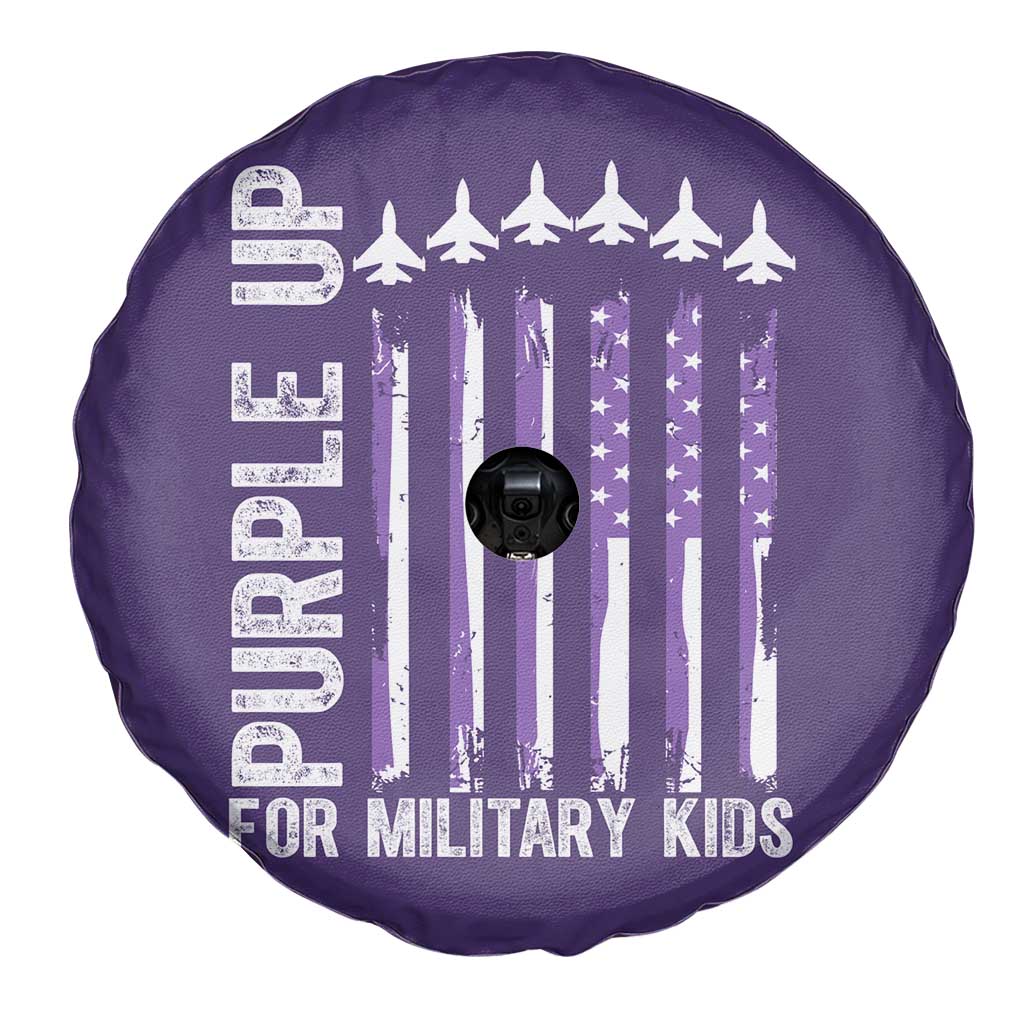 Purple Up For Military Kids Spare Tire Cover American Flag Air Force Military Child Month