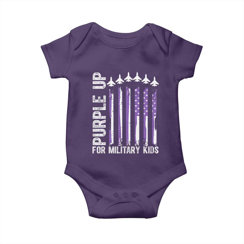 Purple Up For Military Kids Baby Onesie American Flag Air Force Military Child Month