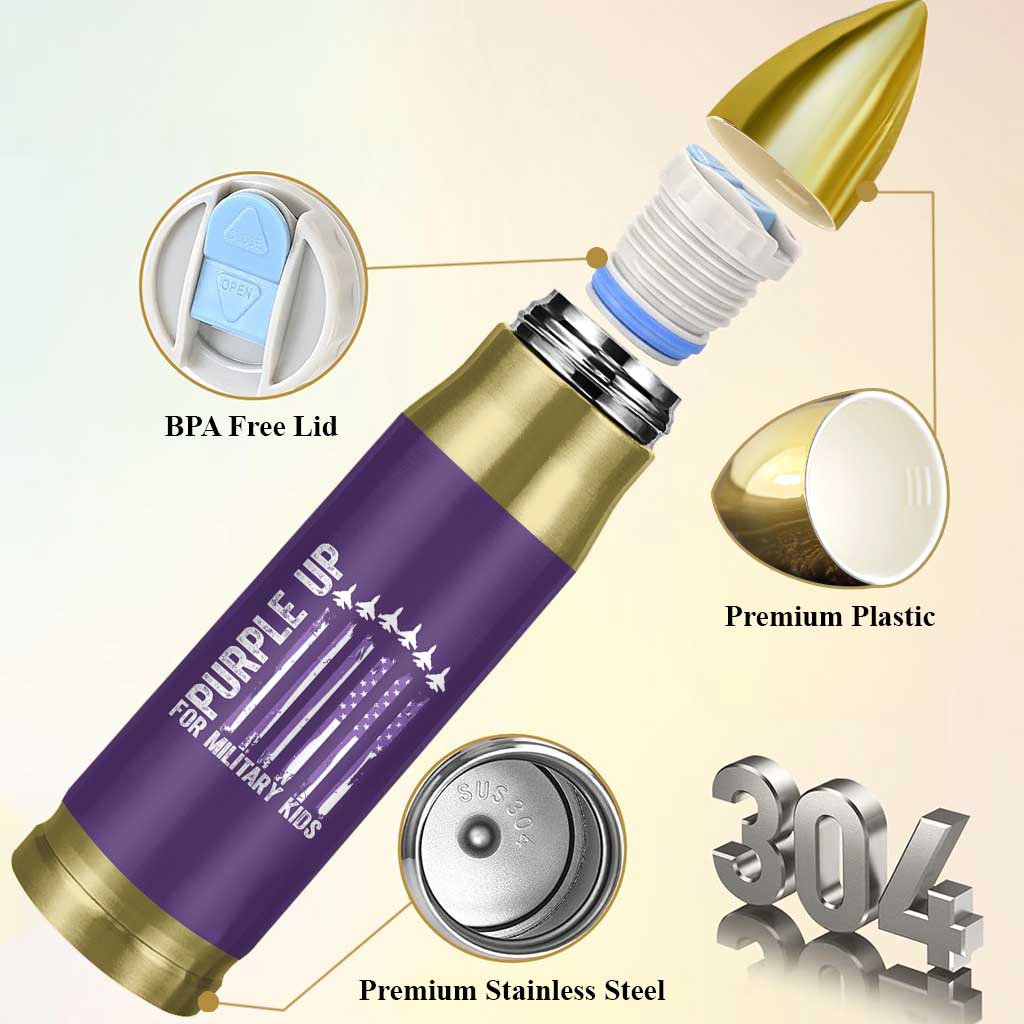 Purple Up For Military Kids Bullet Tumbler American Flag Air Force Military Child Month