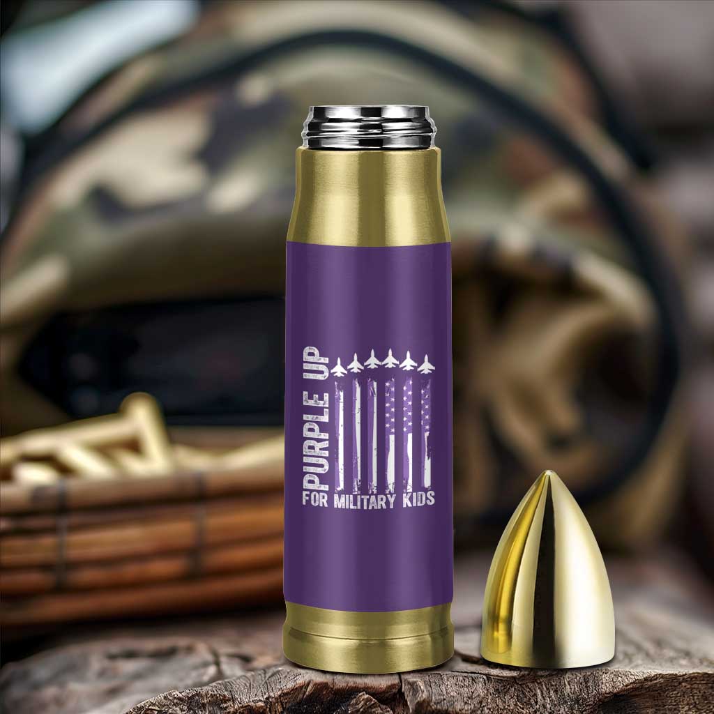 Purple Up For Military Kids Bullet Tumbler American Flag Air Force Military Child Month