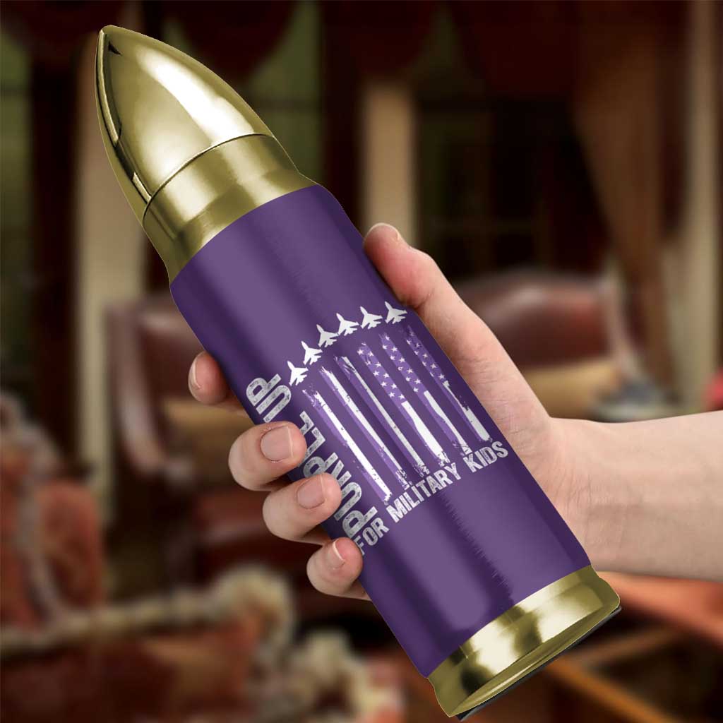 Purple Up For Military Kids Bullet Tumbler American Flag Air Force Military Child Month