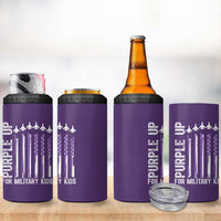Purple Up For Military Kids 4 in 1 Can Cooler Tumbler American Flag Air Force Military Child Month