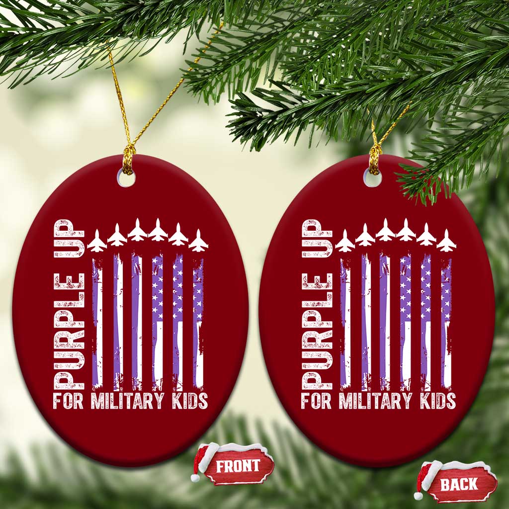 Purple Up For Military Kids Ceramic Ornament American Flag Air Force Military Child Month - Wonder Print Shop