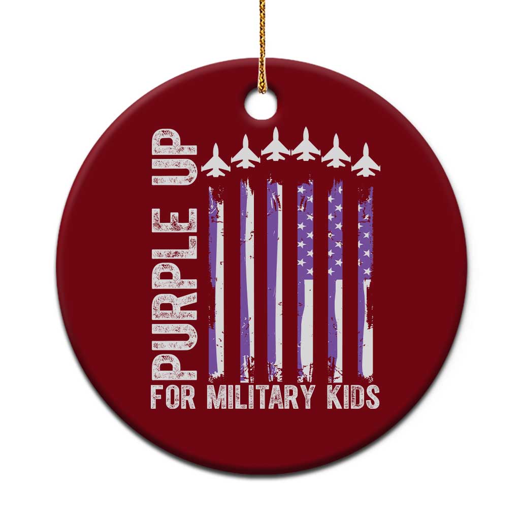 Purple Up For Military Kids Ceramic Ornament American Flag Air Force Military Child Month - Wonder Print Shop