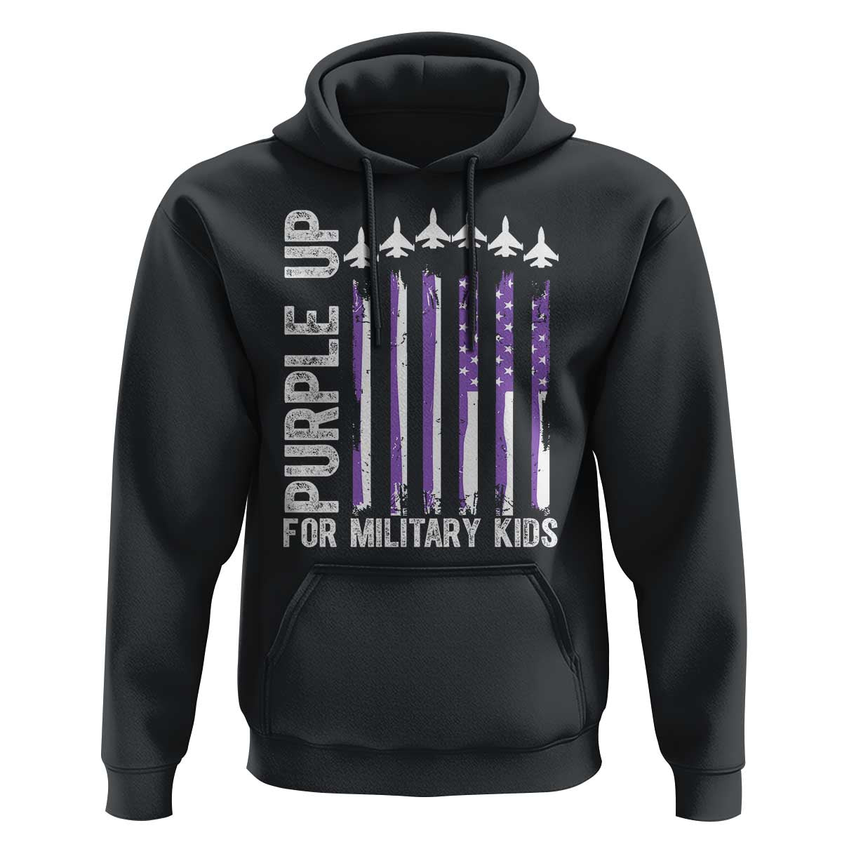Purple Up For Military Kids Hoodie American Flag Air Force Military Child Month