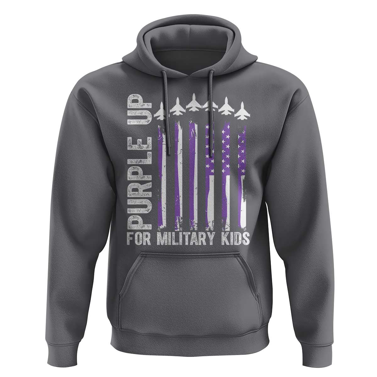 Purple Up For Military Kids Hoodie American Flag Air Force Military Child Month