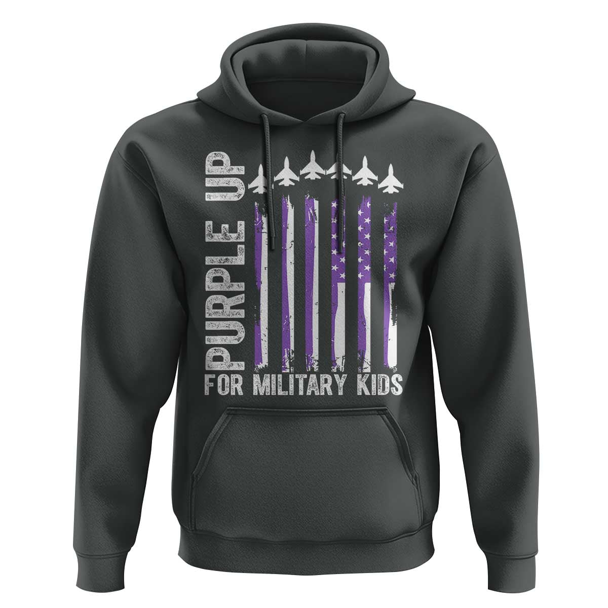 Purple Up For Military Kids Hoodie American Flag Air Force Military Child Month