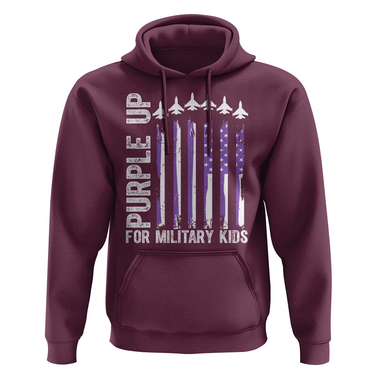 Purple Up For Military Kids Hoodie American Flag Air Force Military Child Month