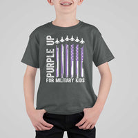 Purple Up For Military Kids T Shirt For Kid American Flag Air Force Military Child Month