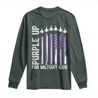 Purple Up For Military Kids Long Sleeve Shirt American Flag Air Force Military Child Month