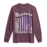 Purple Up For Military Kids Long Sleeve Shirt American Flag Air Force Military Child Month