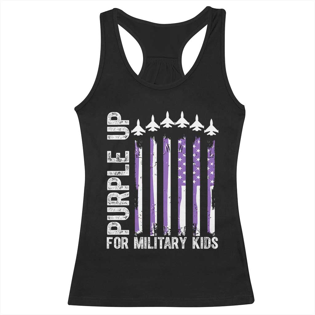 Purple Up For Military Kids Racerback Tank Top American Flag Air Force Military Child Month