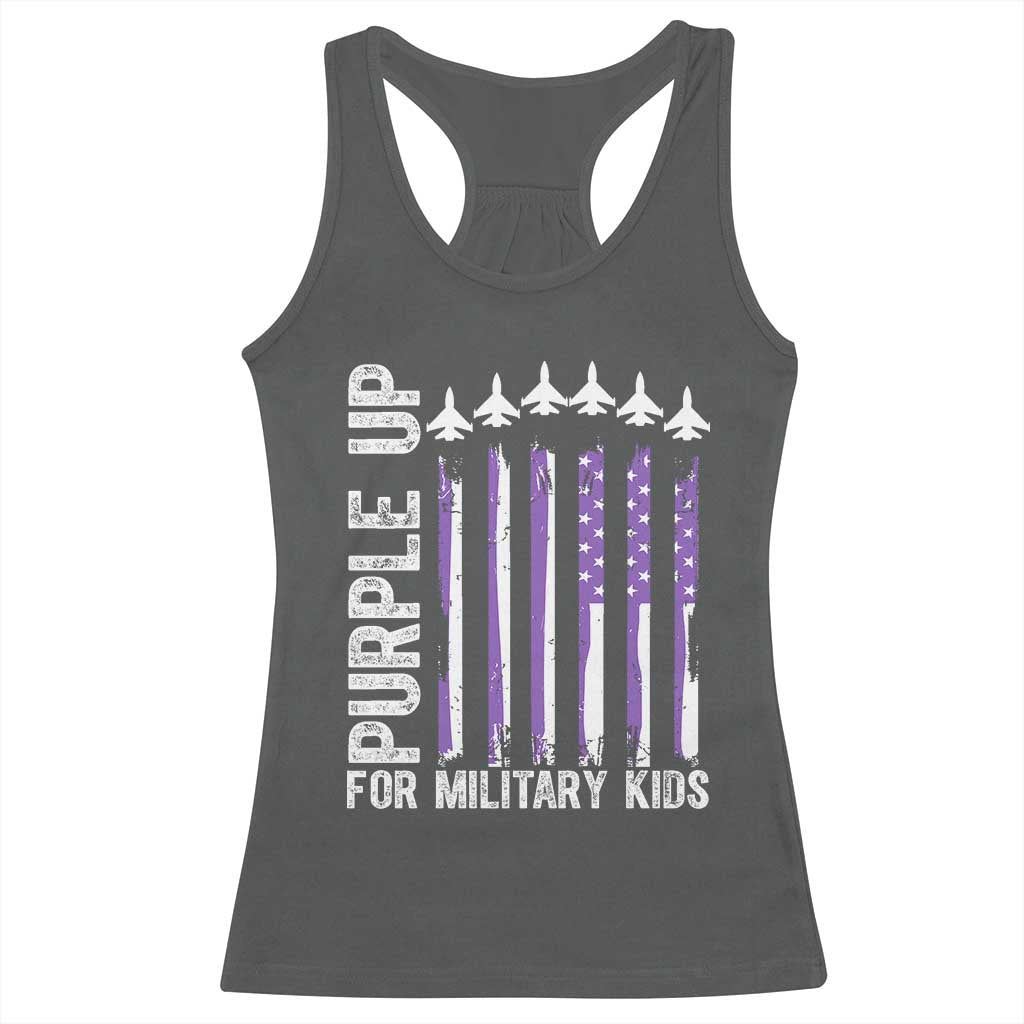 Purple Up For Military Kids Racerback Tank Top American Flag Air Force Military Child Month