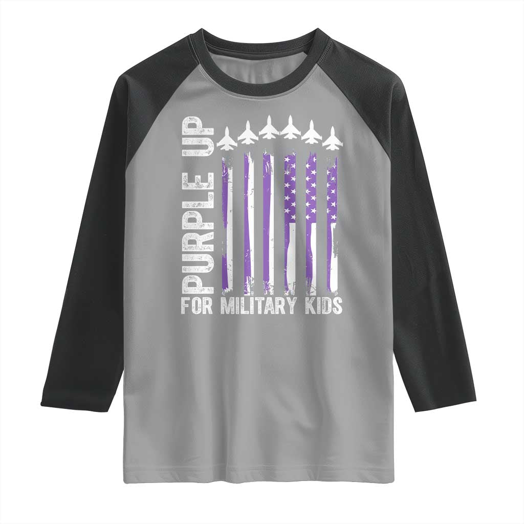 Purple Up For Military Kids Raglan Shirt American Flag Air Force Military Child Month