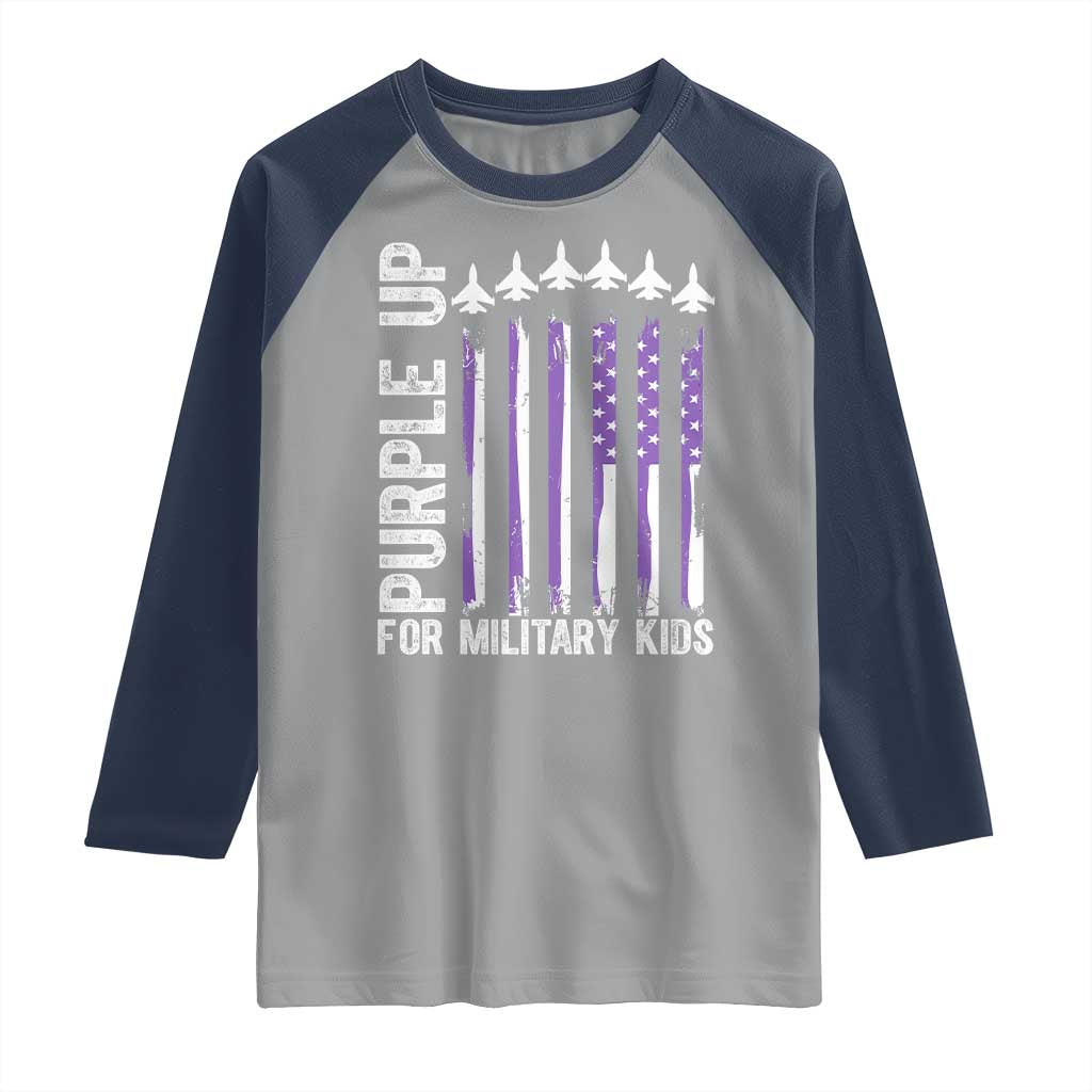Purple Up For Military Kids Raglan Shirt American Flag Air Force Military Child Month