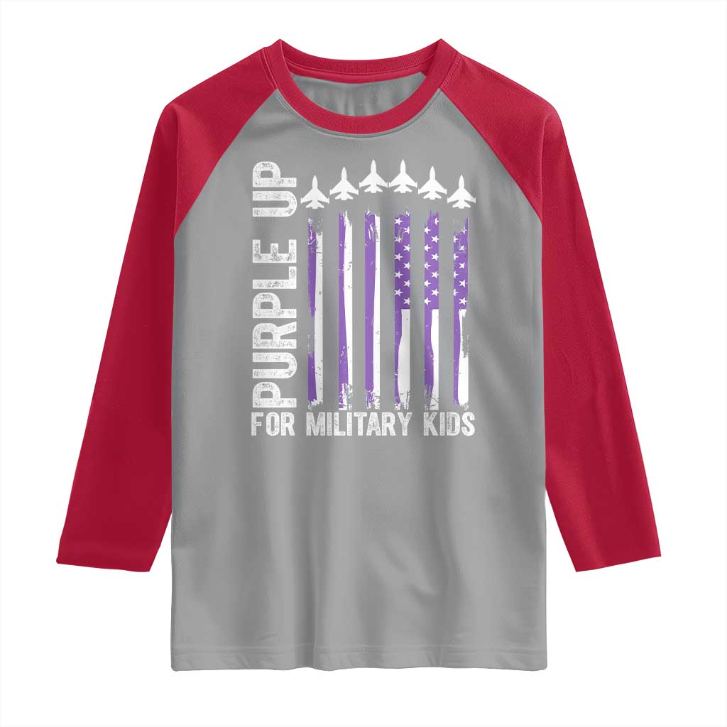 Purple Up For Military Kids Raglan Shirt American Flag Air Force Military Child Month