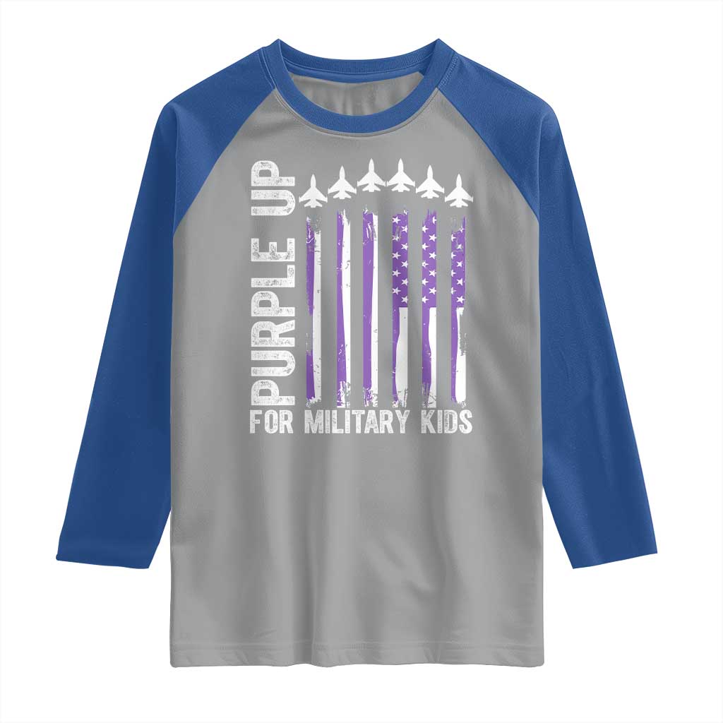 Purple Up For Military Kids Raglan Shirt American Flag Air Force Military Child Month