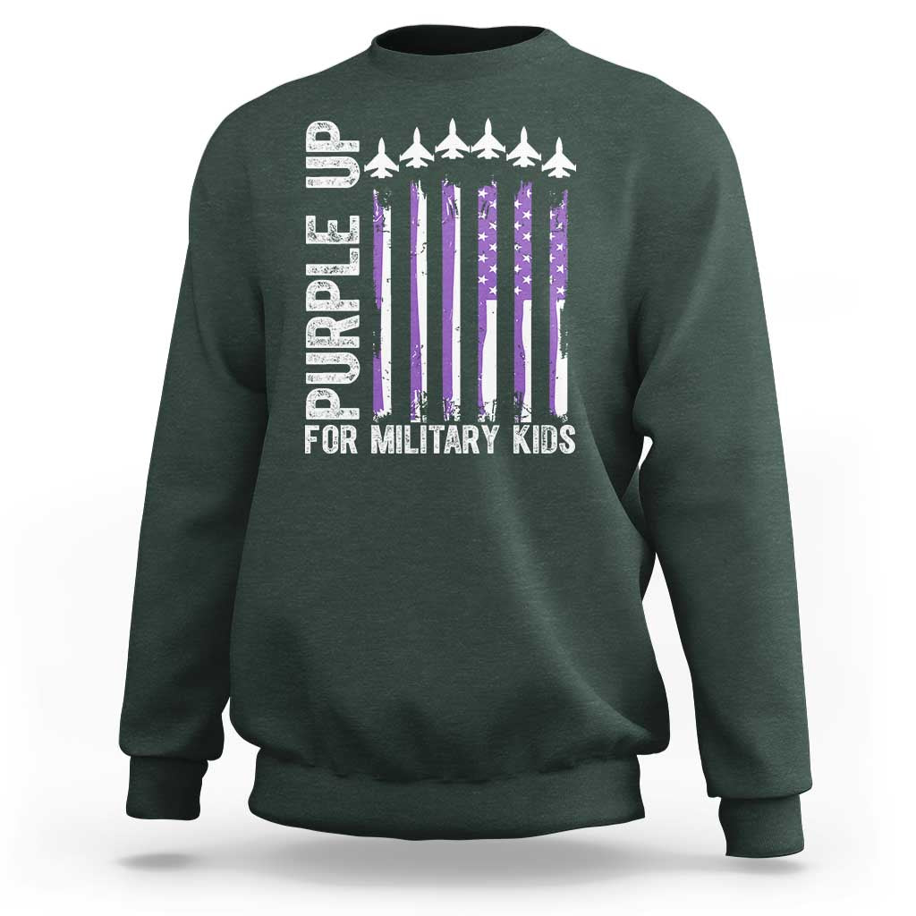 Purple Up For Military Kids Sweatshirt American Flag Air Force Military Child Month