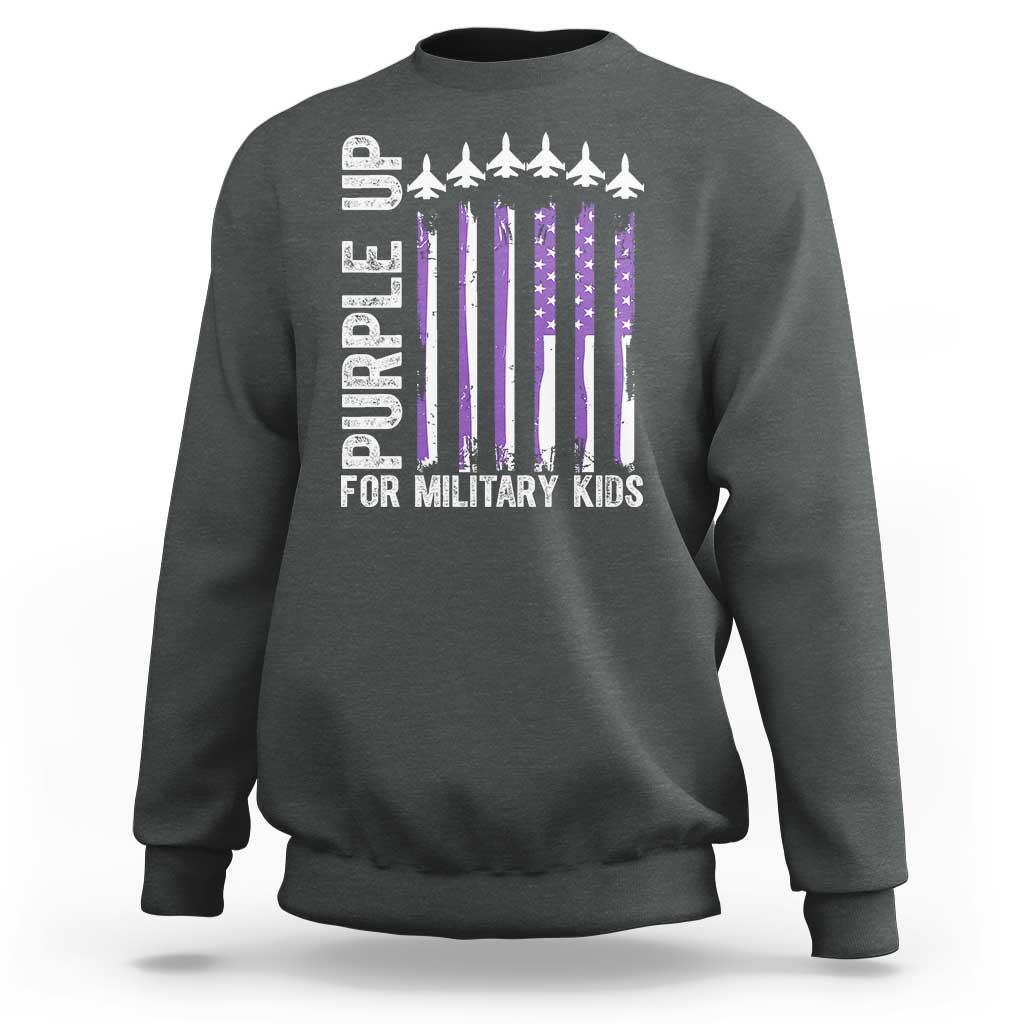 Purple Up For Military Kids Sweatshirt American Flag Air Force Military Child Month