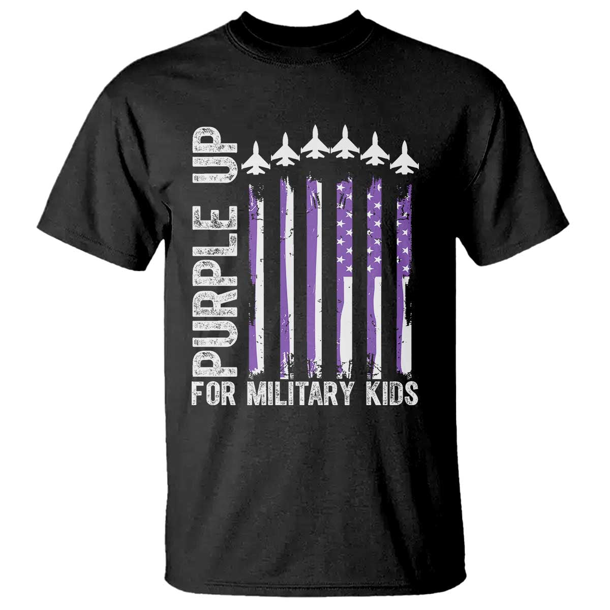 Purple Up For Military Kids T Shirt American Flag Air Force Military Child Month
