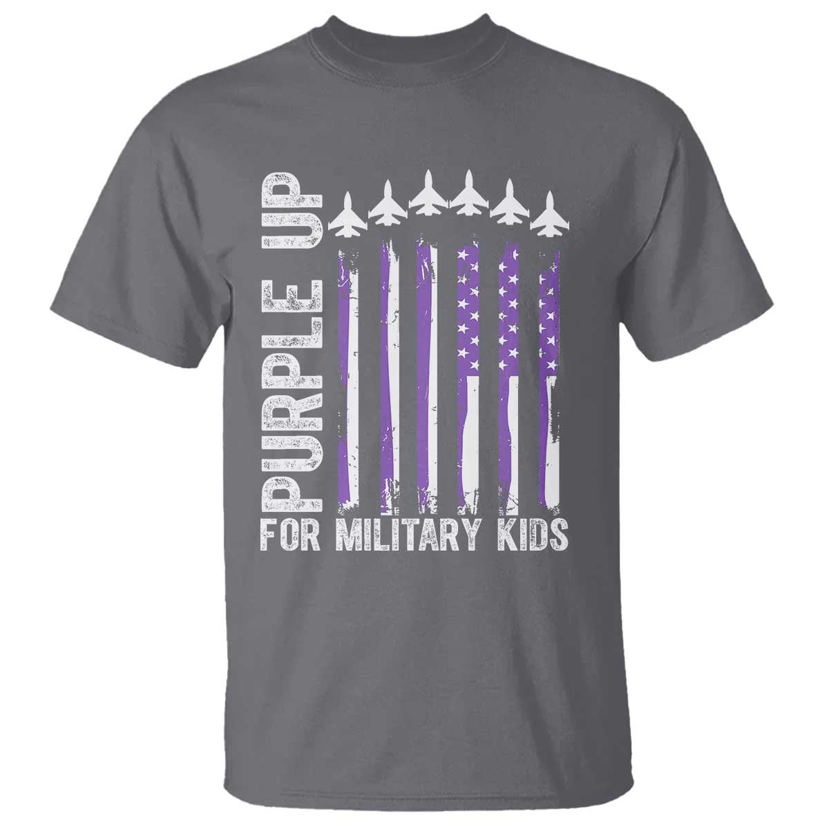 Purple Up For Military Kids T Shirt American Flag Air Force Military Child Month