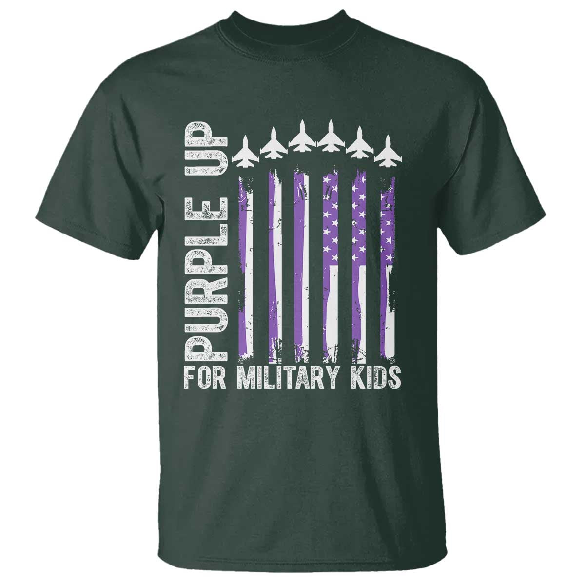 Purple Up For Military Kids T Shirt American Flag Air Force Military Child Month