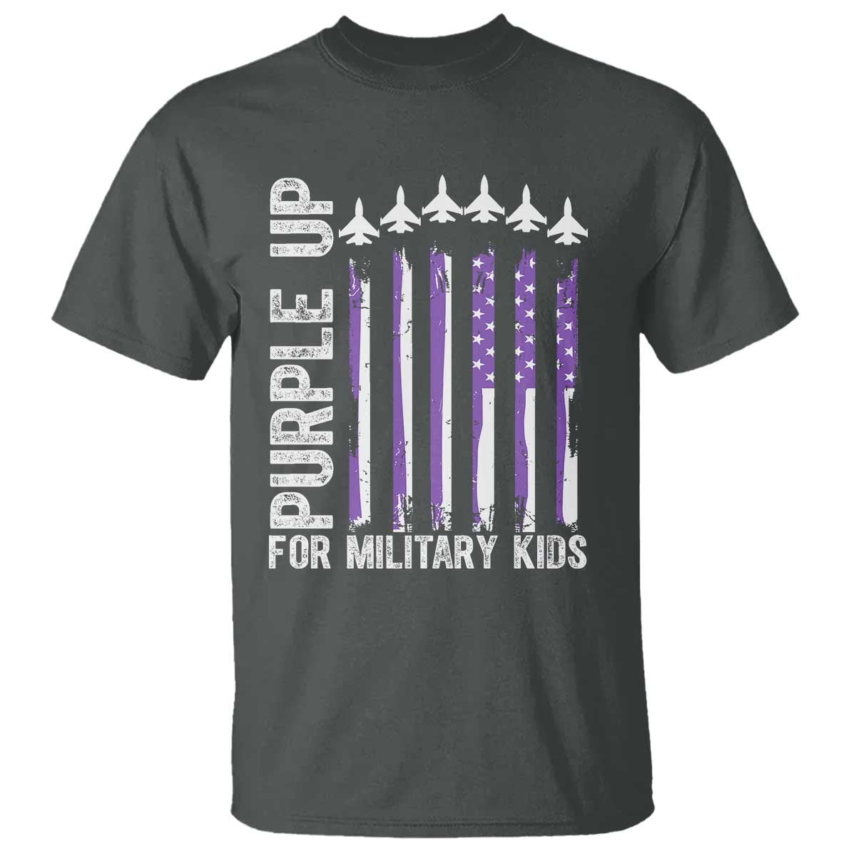 Purple Up For Military Kids T Shirt American Flag Air Force Military Child Month