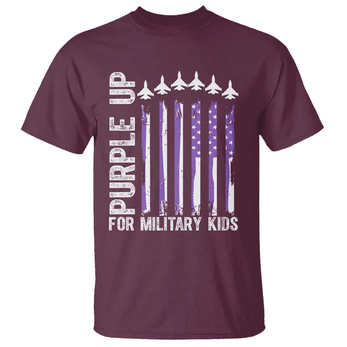 Purple Up For Military Kids T Shirt American Flag Air Force Military Child Month